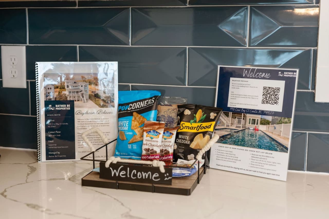 Welcome basket w/ local touches & essentials to kick off your stay.