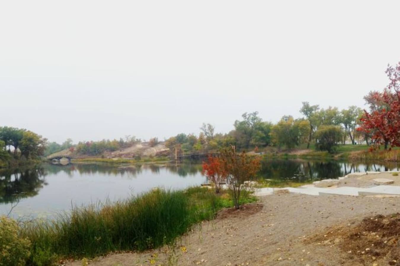 Fall foliage at the Lagoon in nearby Marquette Park