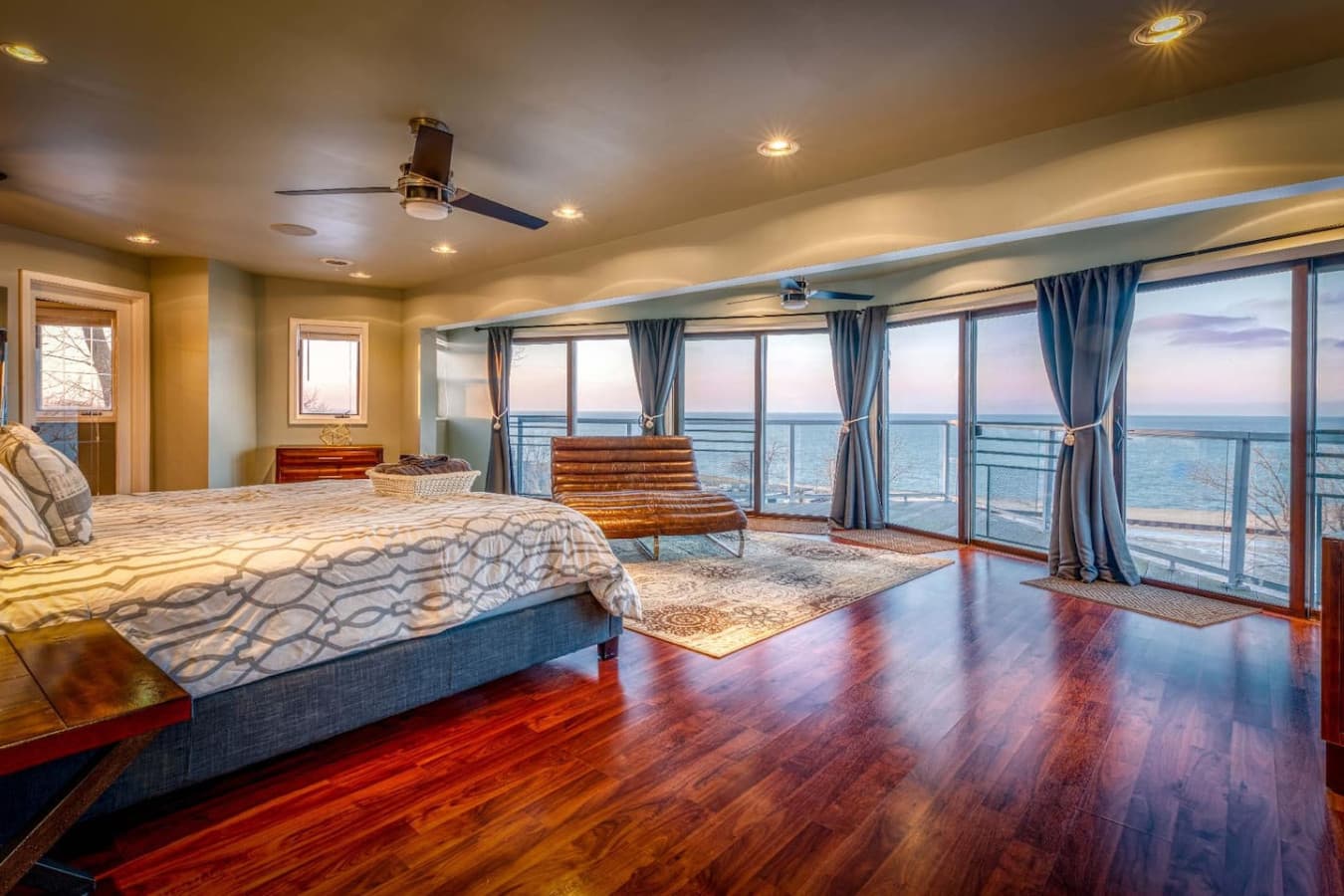 The spacious second floor Master Suite opens up to a unique Ship’s Bow Deck with amazing views of Lake Michigan.