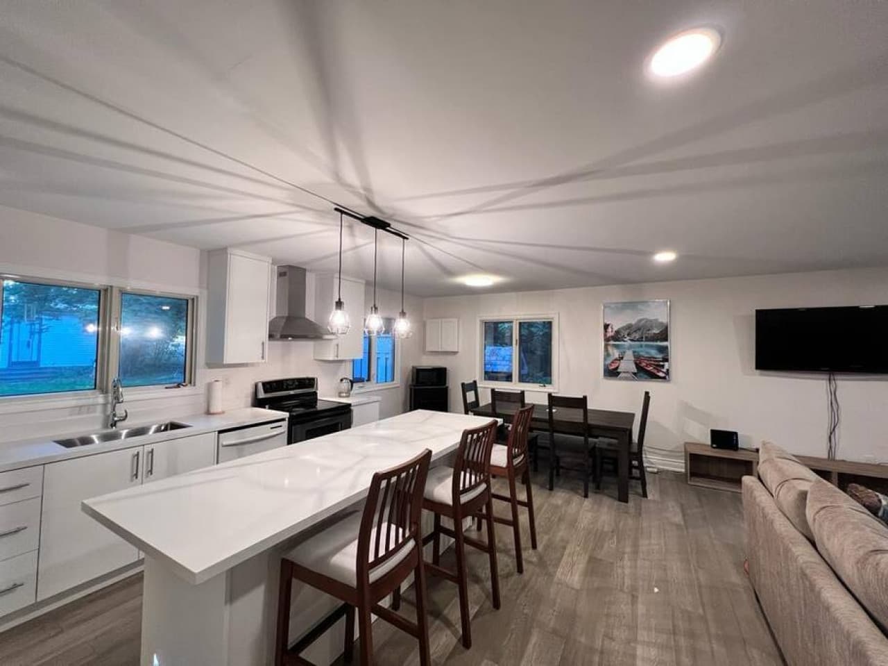 Newly renovated kitchen with an island.
