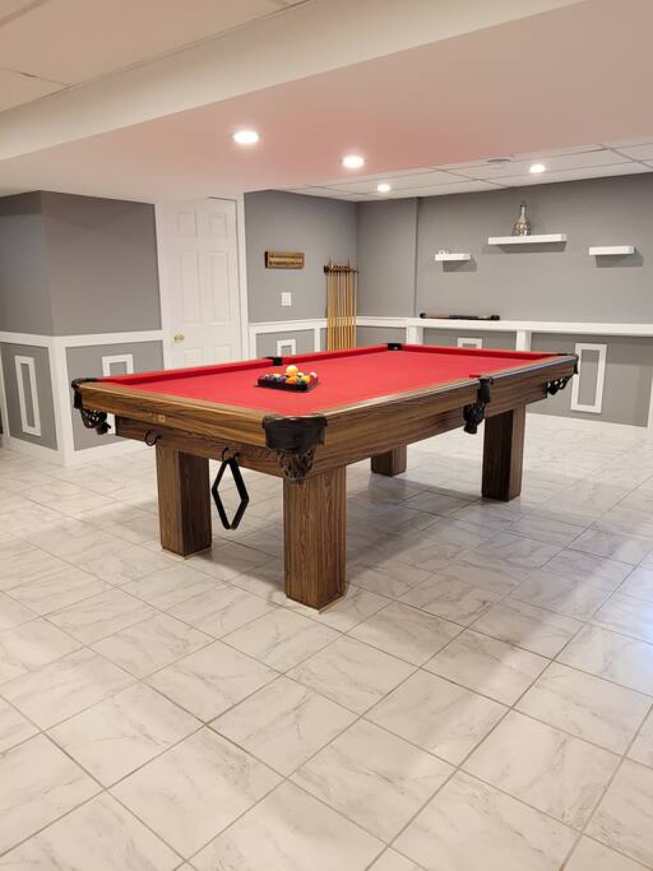 Basement entertainment area.