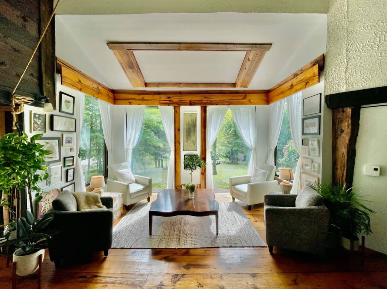 Our home has not just one but TWO living rooms. This one is great for after work drinks, playing board games and watching wildlife wander by.