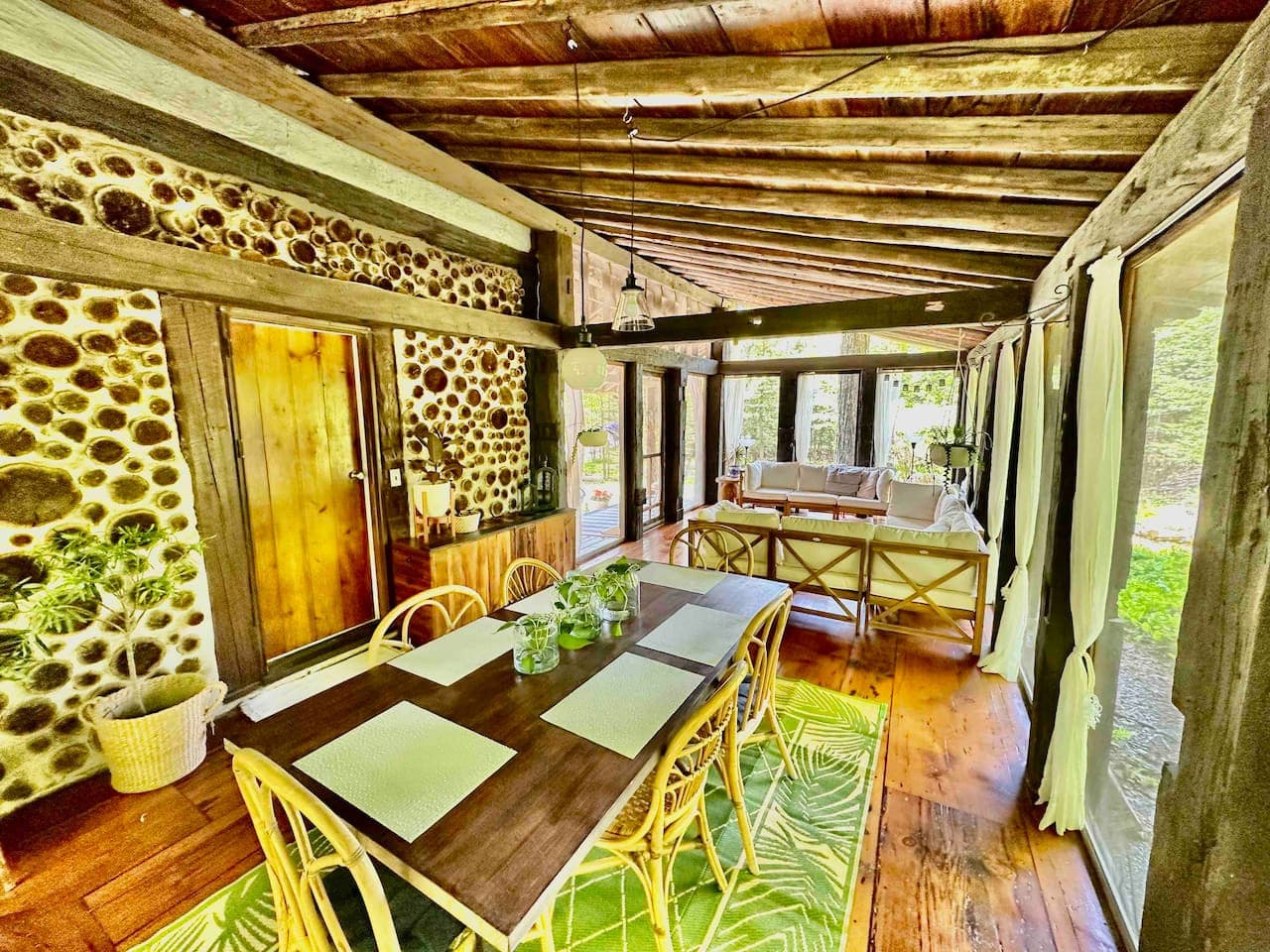 Fully screened in gazebo with outdoor living and dining room