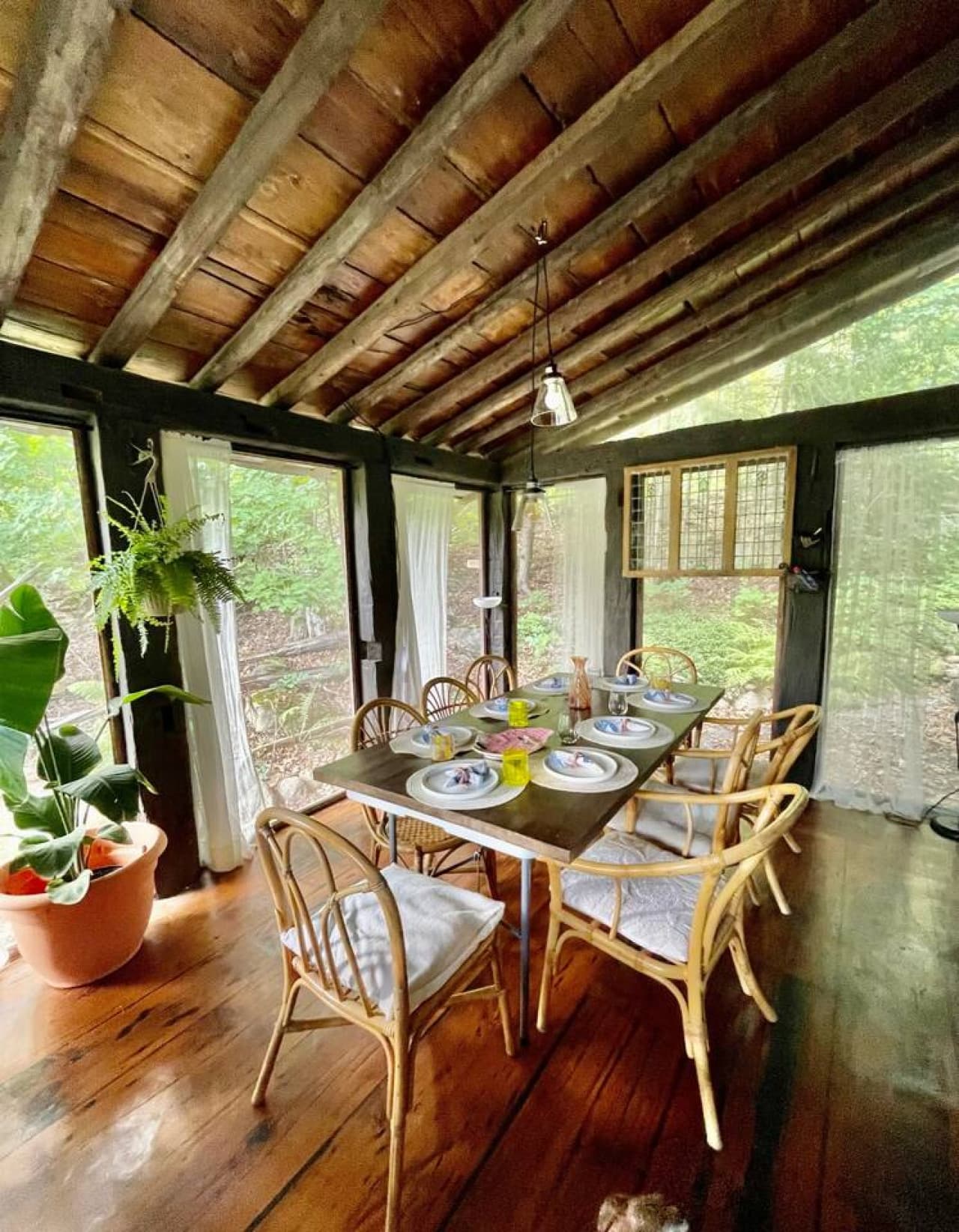 Have you ever had deer as dinner guests?  Entertain surrounded by nature in our outdoor living room/gazebo.