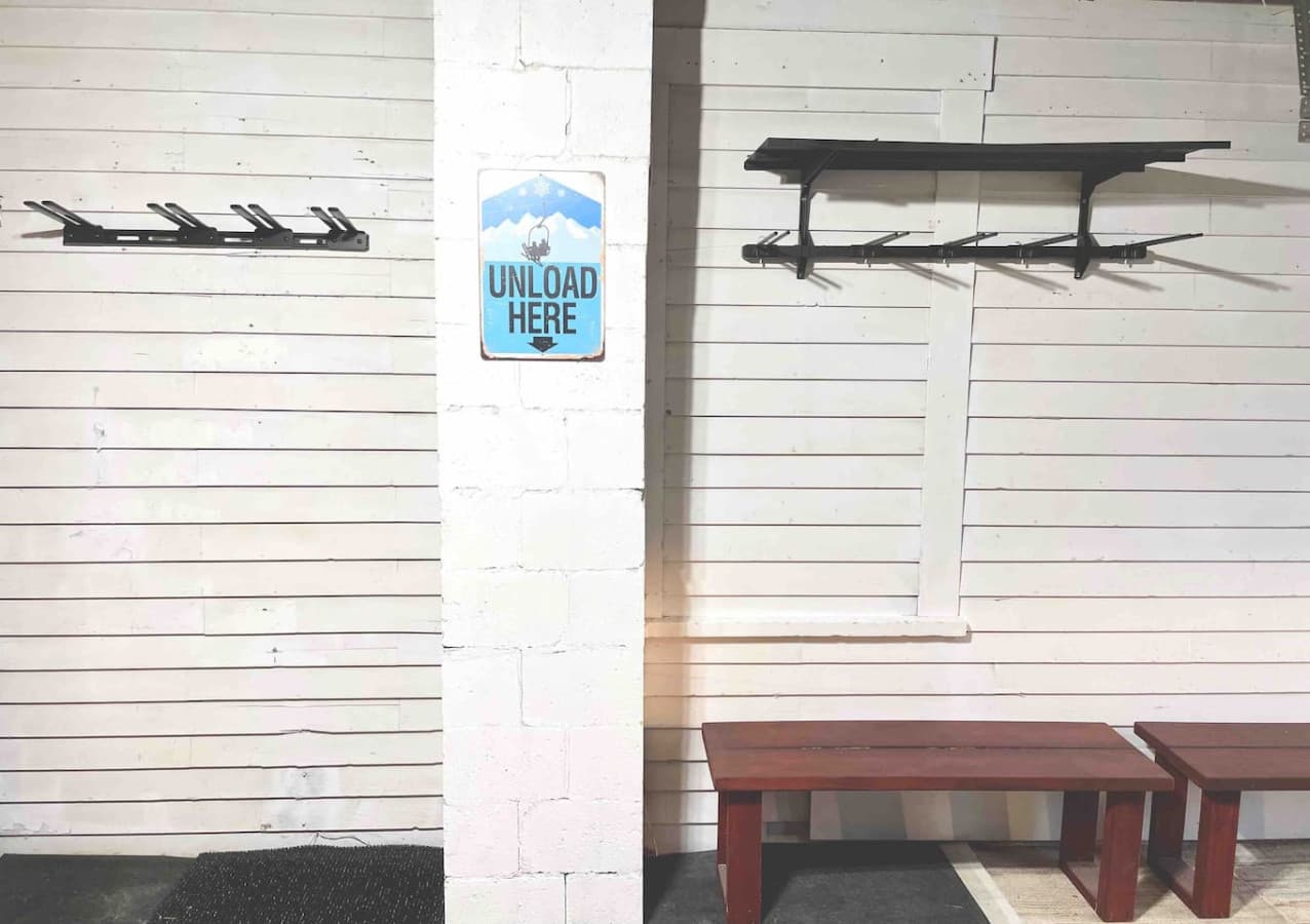 Ski, Snowboard & Boot hanging storage in attached garage. Storage space for all your winter and summer toys.