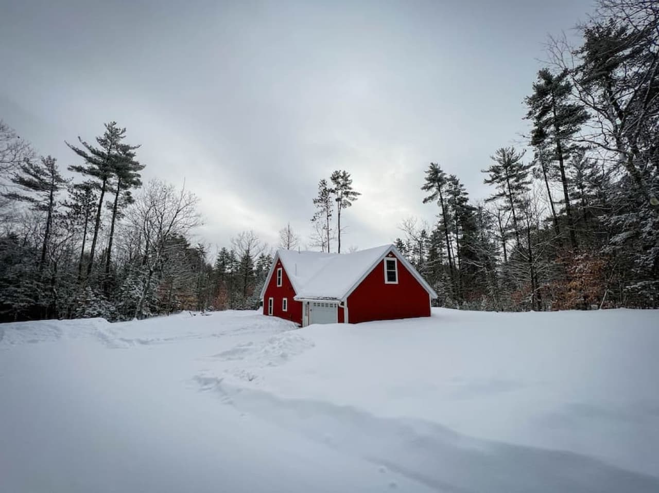 The White Mountain Dream Cabin in the winter