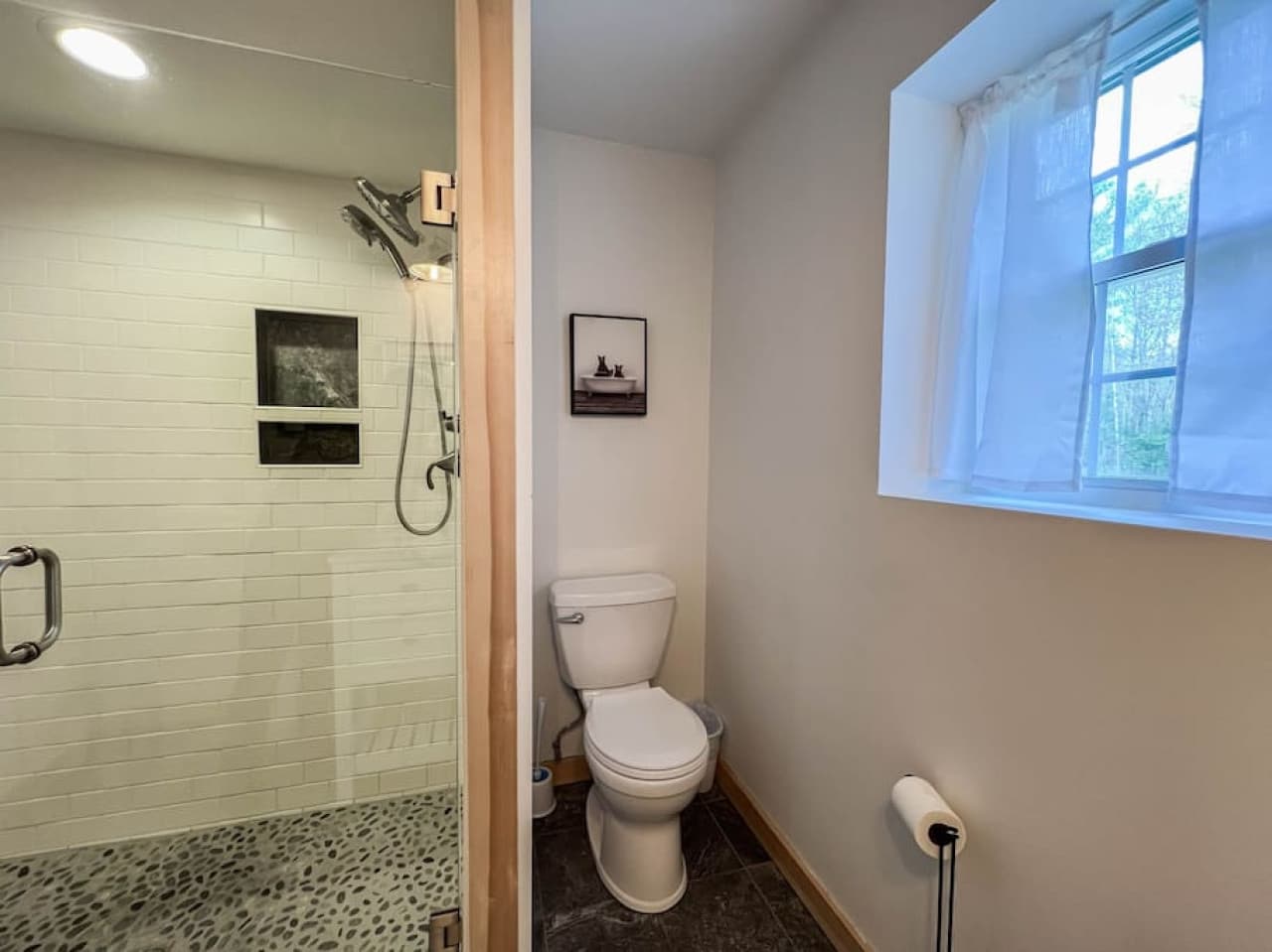 Glass door and little toilet nook!