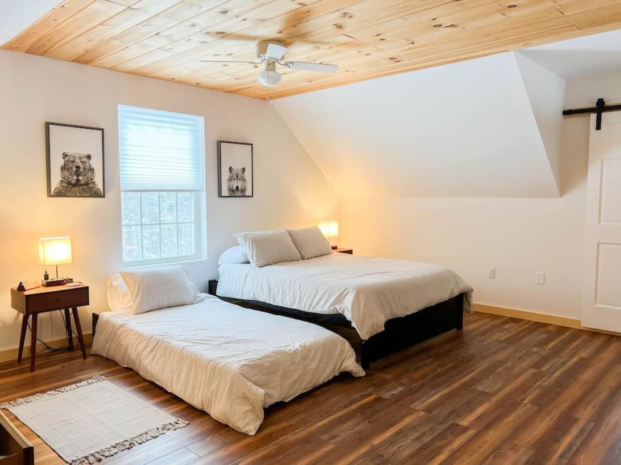 Queen loft + Trundle single and attached half bathroom
