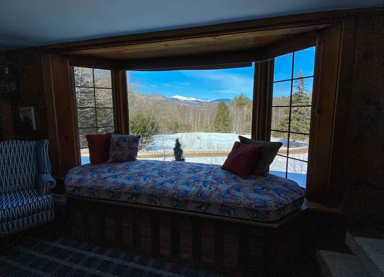 View through the picture window of Mt. Washington. (We had to darken the room to be able to focus on the mountain.)