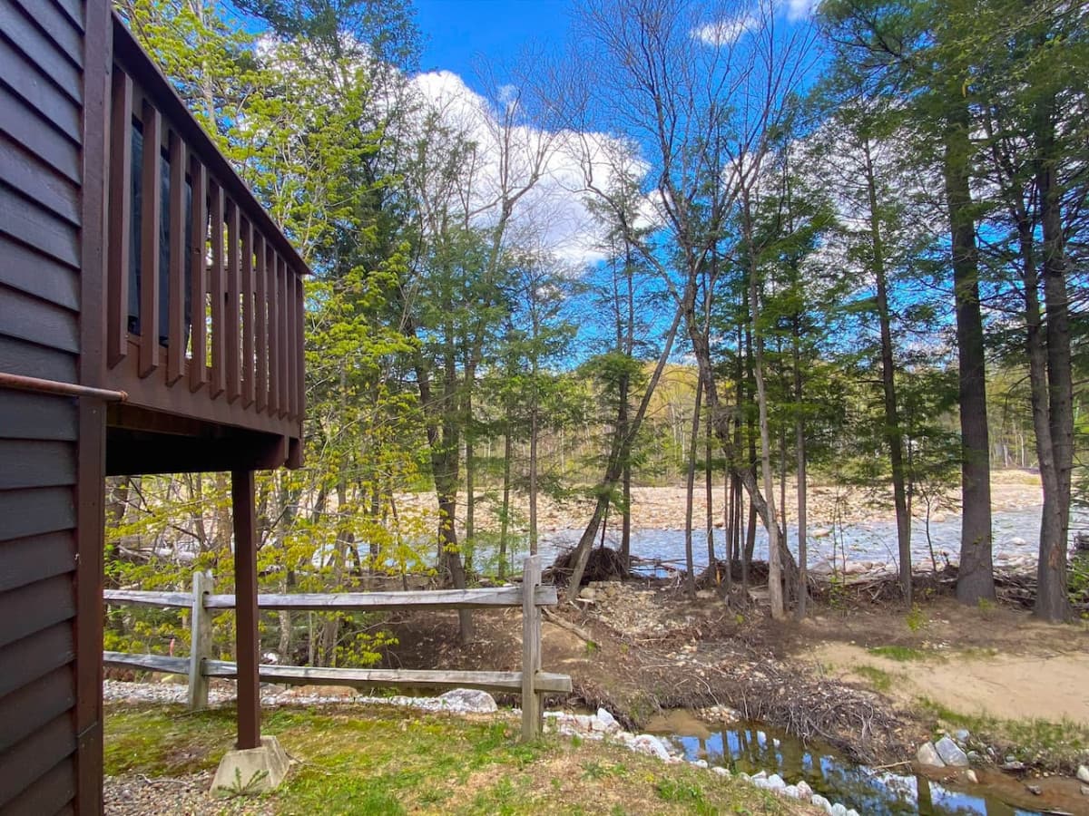 listen to the running river from the porch or backyard