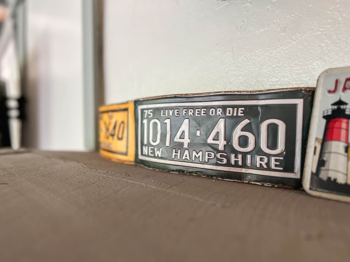 We found some of these decorative license plates on a walk near Jackson Falls.