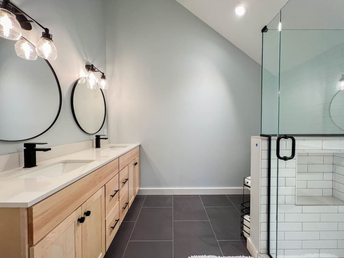 luxury high end master bathroom