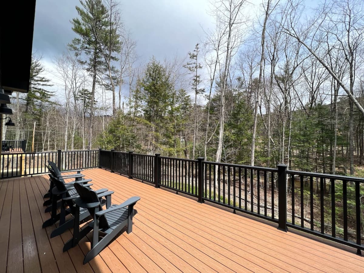 relax on the deck with the sounds of the rushing brook!