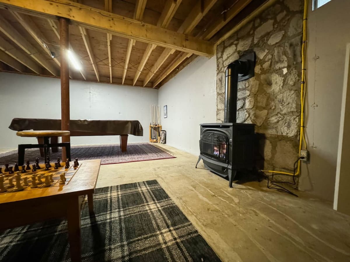 Large gas stove to heat the basement up!