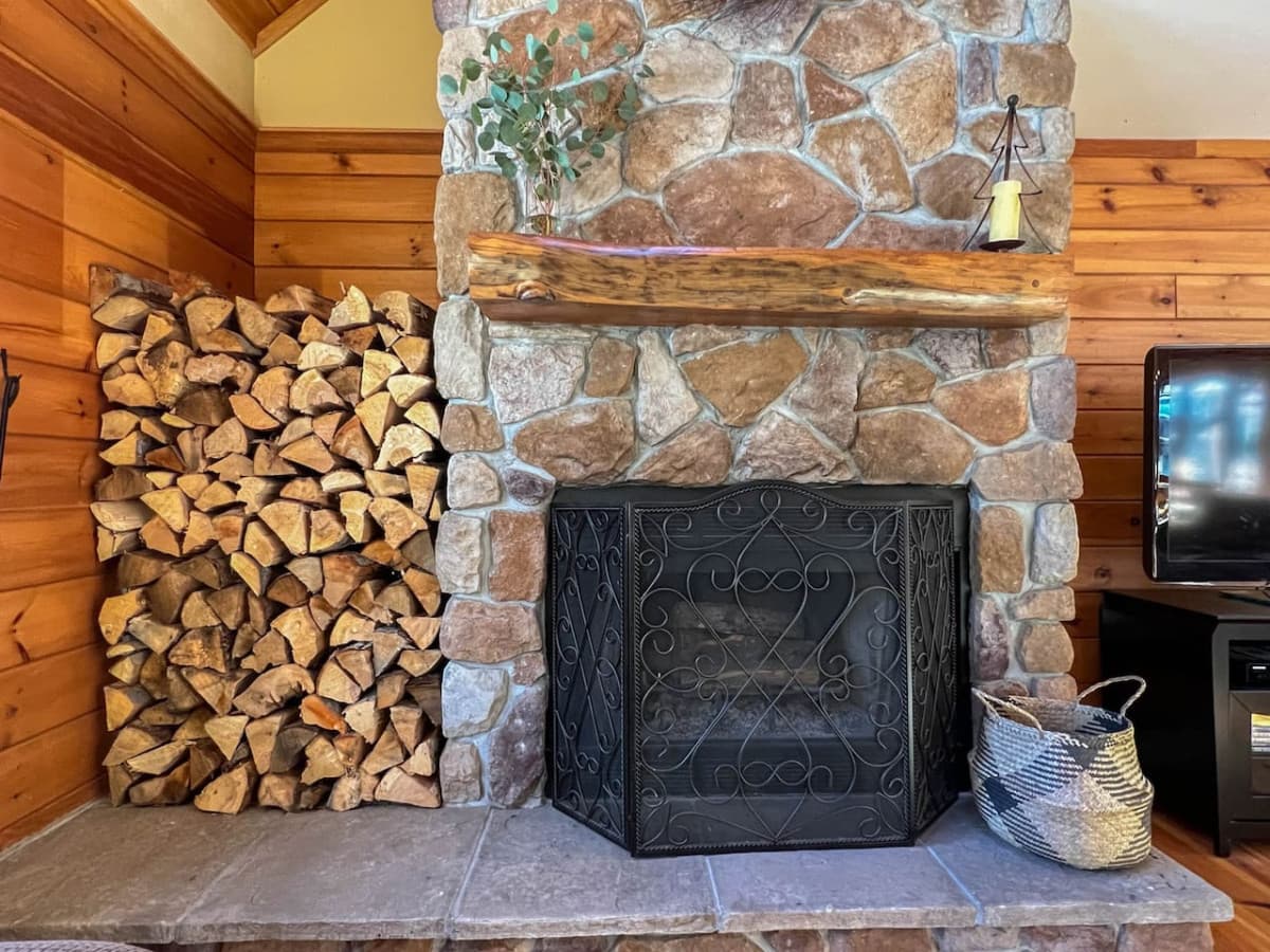 Perfect way to spend a late fall, winter or early spring day/evening - with a cozy fire. This space works hard and can heat the entire space really well if wood is kept burning.