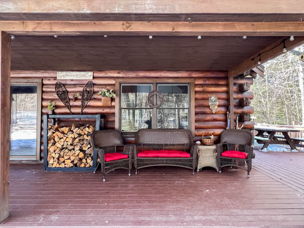 In addition to the screened-in porch off the rear of the home, we have plenty of outdoor space with a wrap-around porch. We relax out here, have lunch and watch the kids have dance parties.