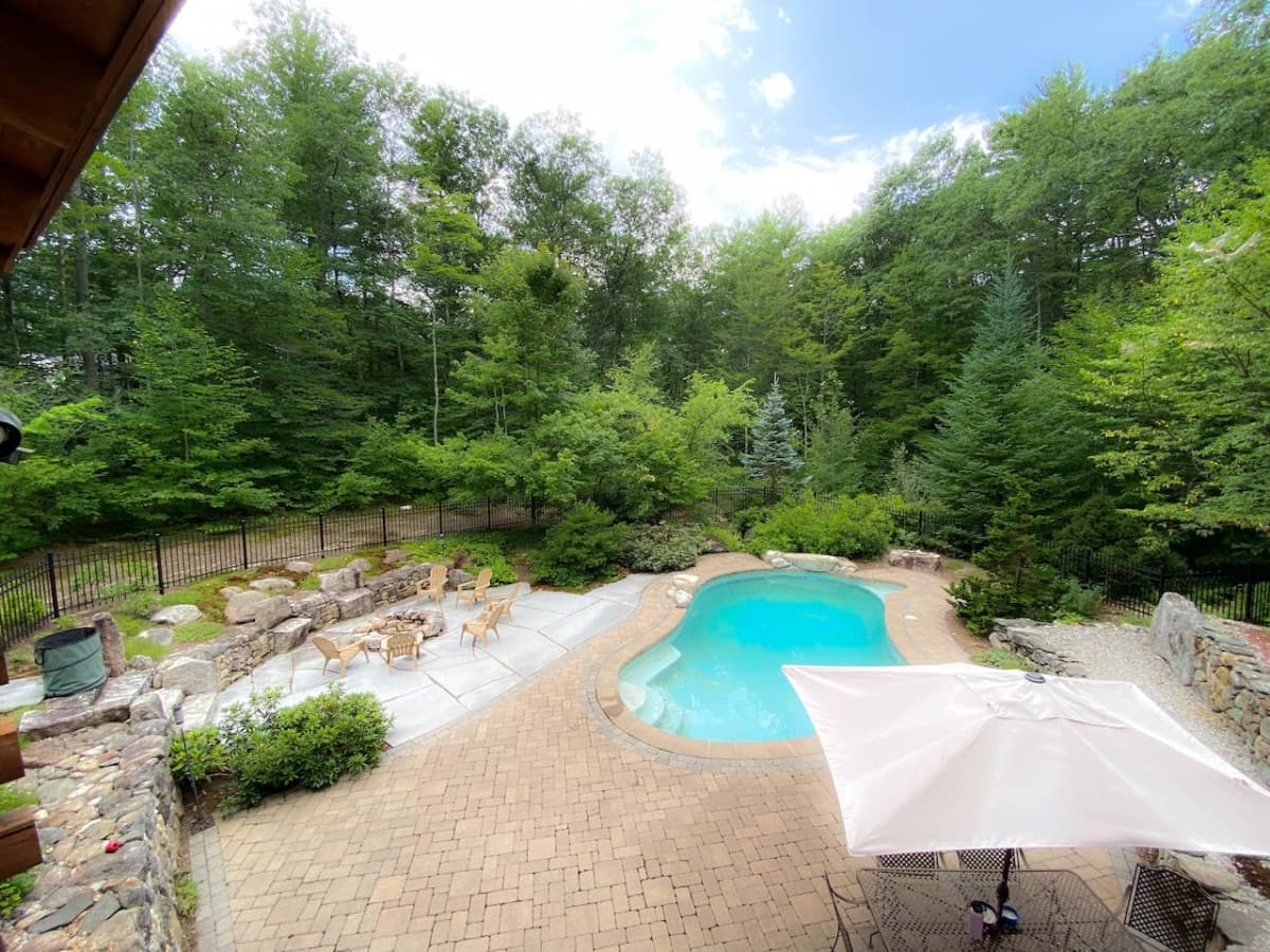 Pool, firepit, and patio...