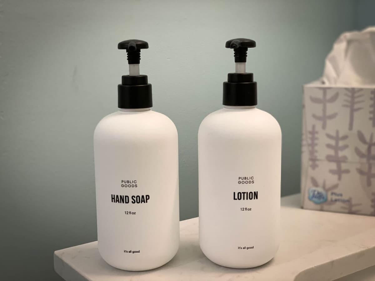 Public Goods organic toiletries available in both bathrooms. We offer hand soap, body wash, body lotion, shampoo and conditioner. Less items to pack!