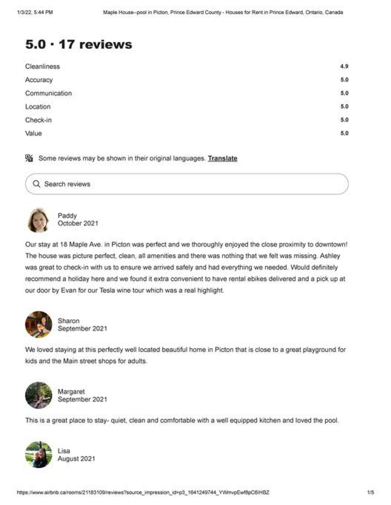 Reviews from our old listing - page 1
