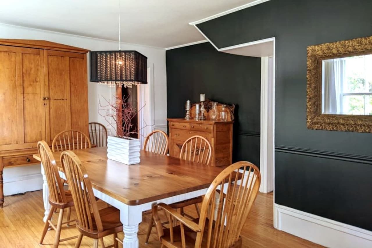 Large formal dining room which seats up to eight comfortably.