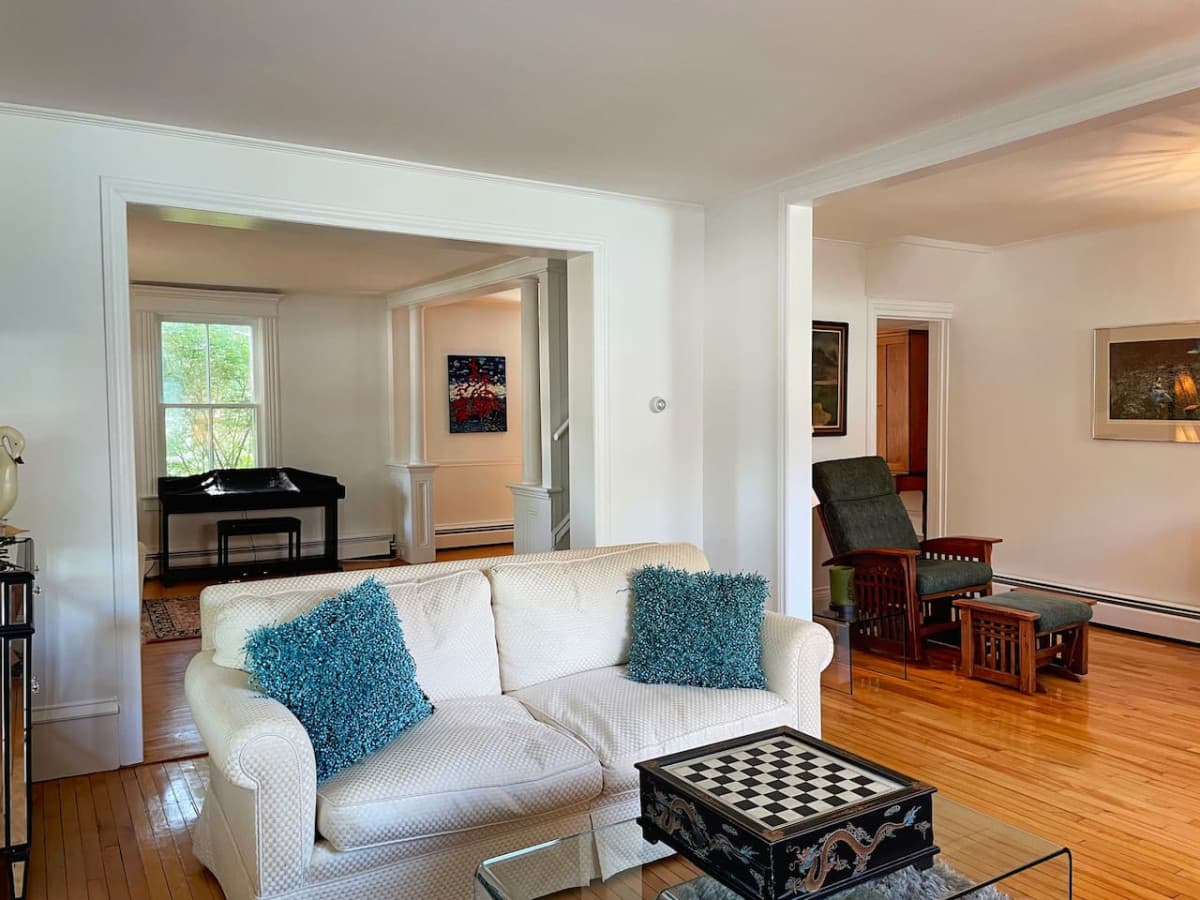Formal living room is located at the front of the house. It is split into two sections, but you all be able to visit together.