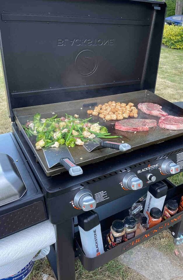 Large 36" Blackstone Griddle is perfect for making large meals and going beyond just typical BBQ grilling.