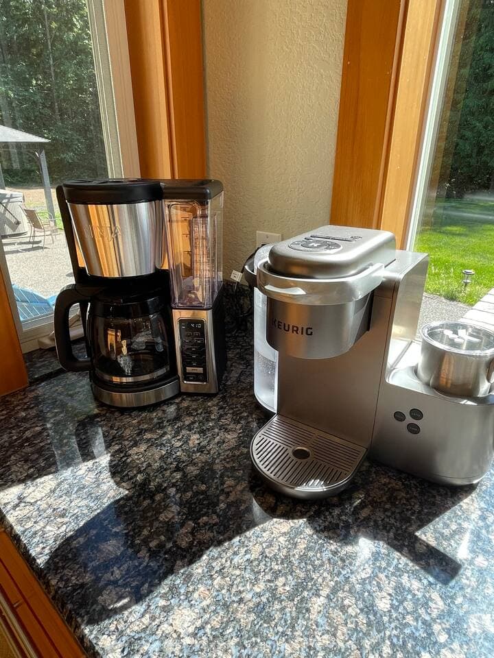 Drip coffee or Keurig pods and a cream foamer.  
