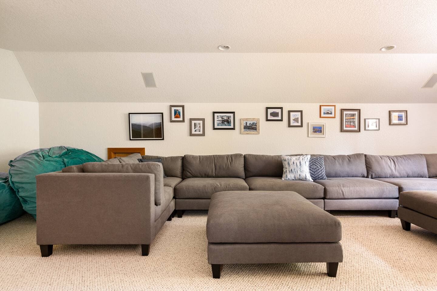 Massive sectional converts to two queen sized beds,