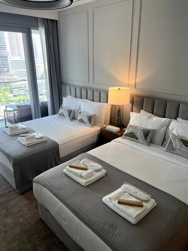 Second bedroom with two double beds
