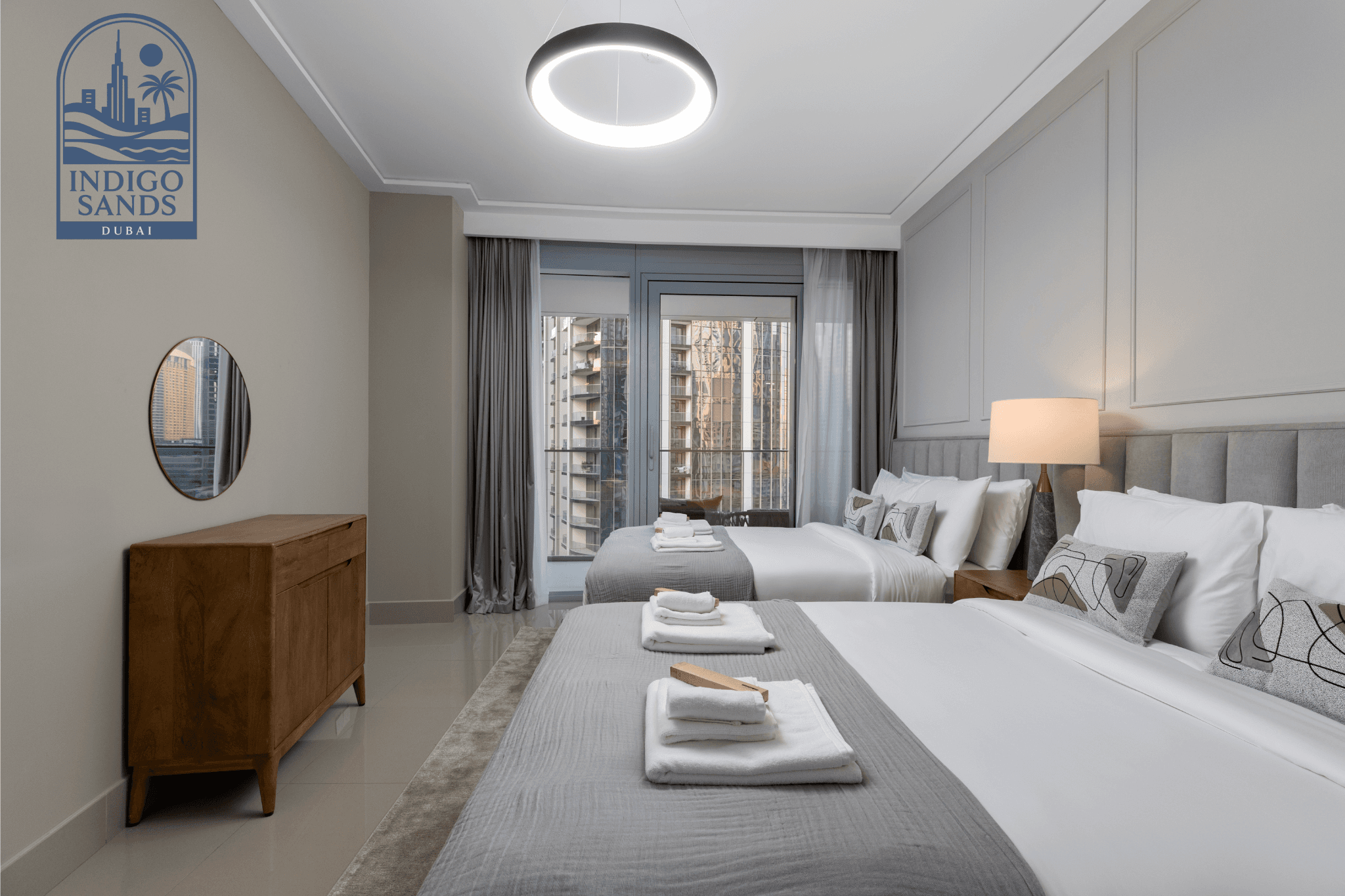 Second bedroom with two double beds