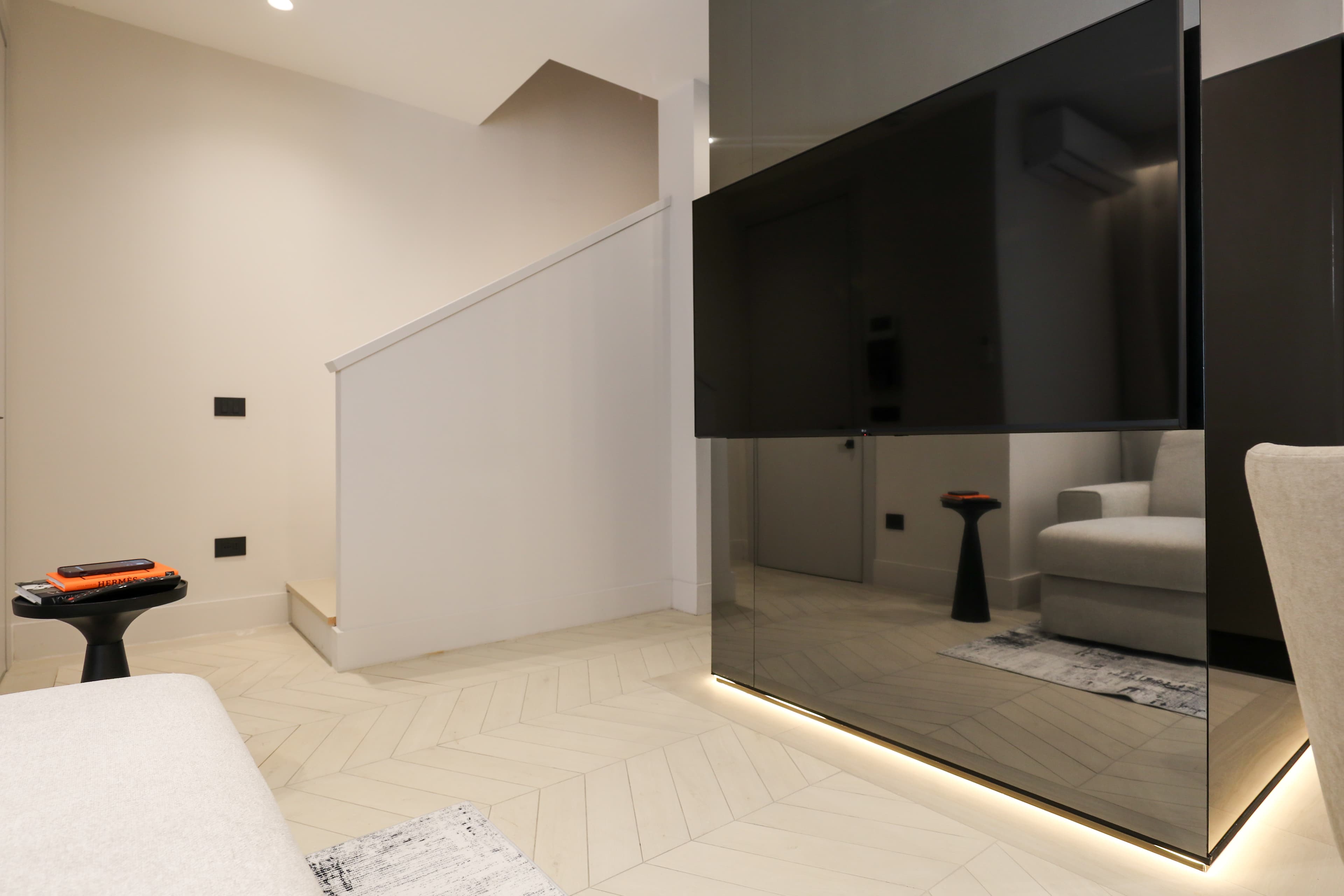 Living Area with Large Smart TV
