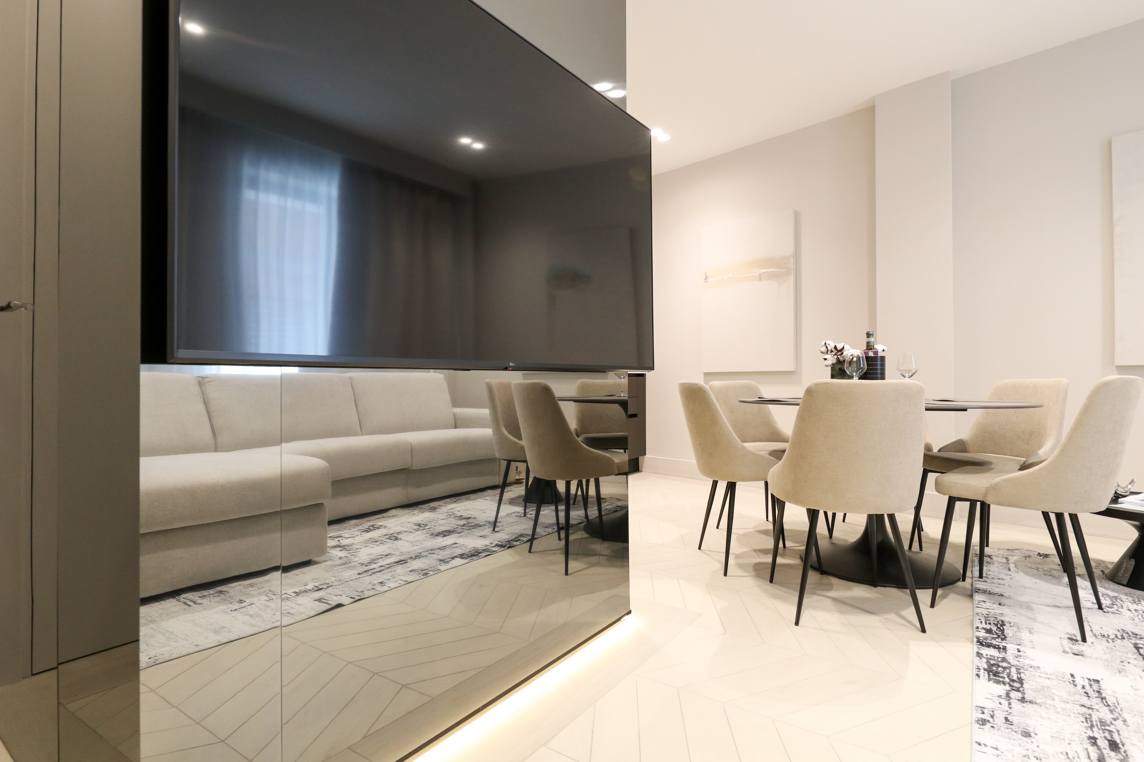 Dining table that seats up to six people