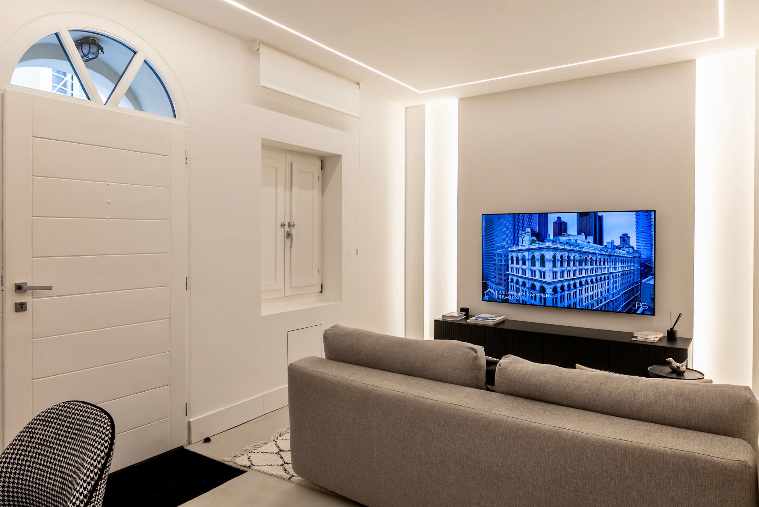 Living area with comfortable sofa bed