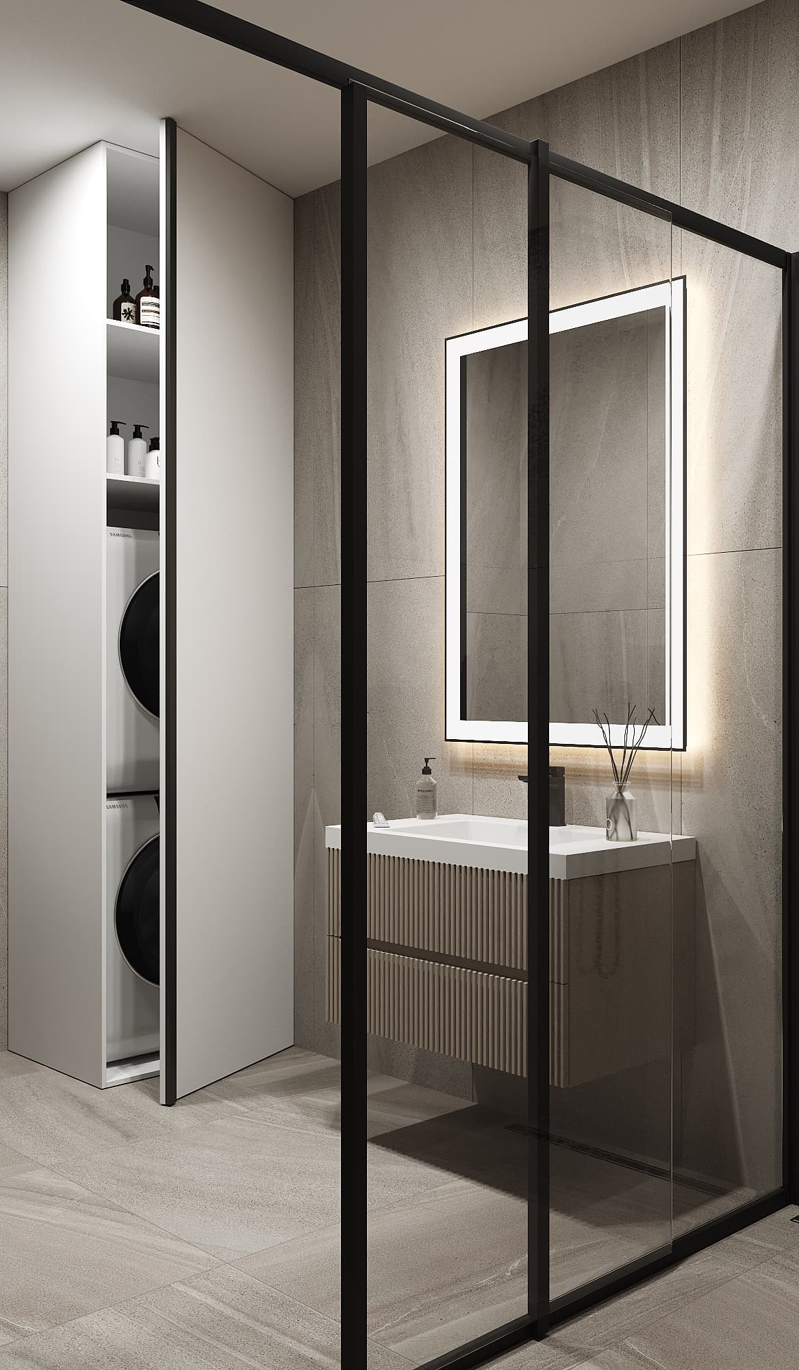 Bathroom complete with washer
