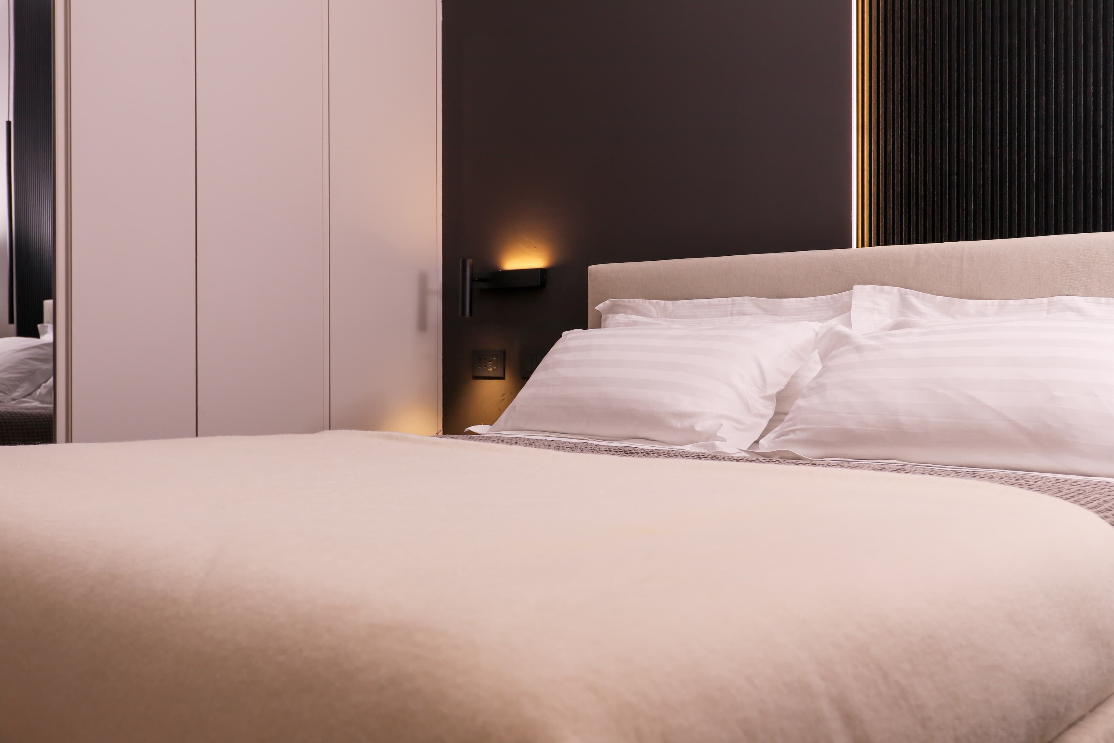 Close-up King-sized bed
