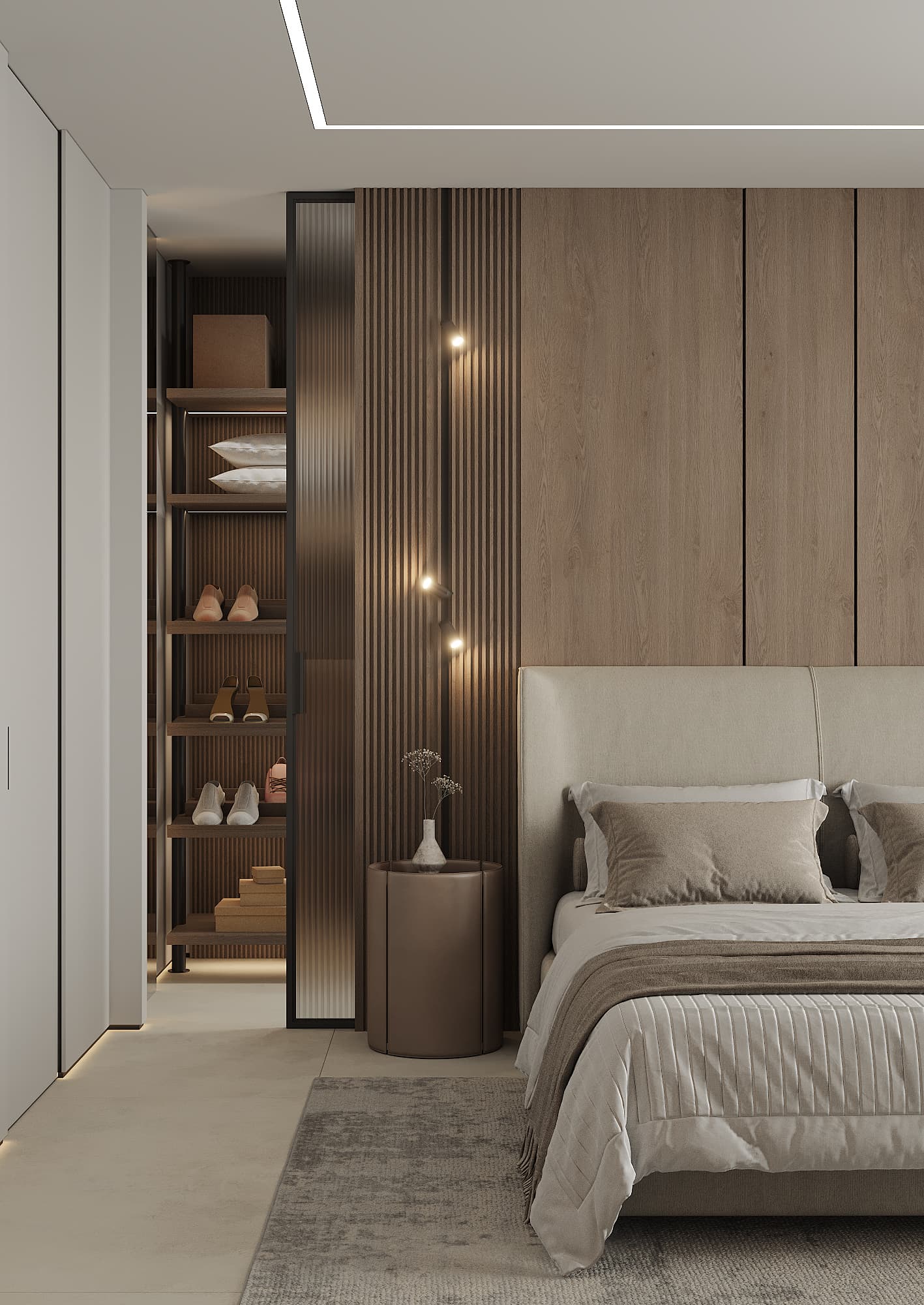 Bedroom with well though-out design