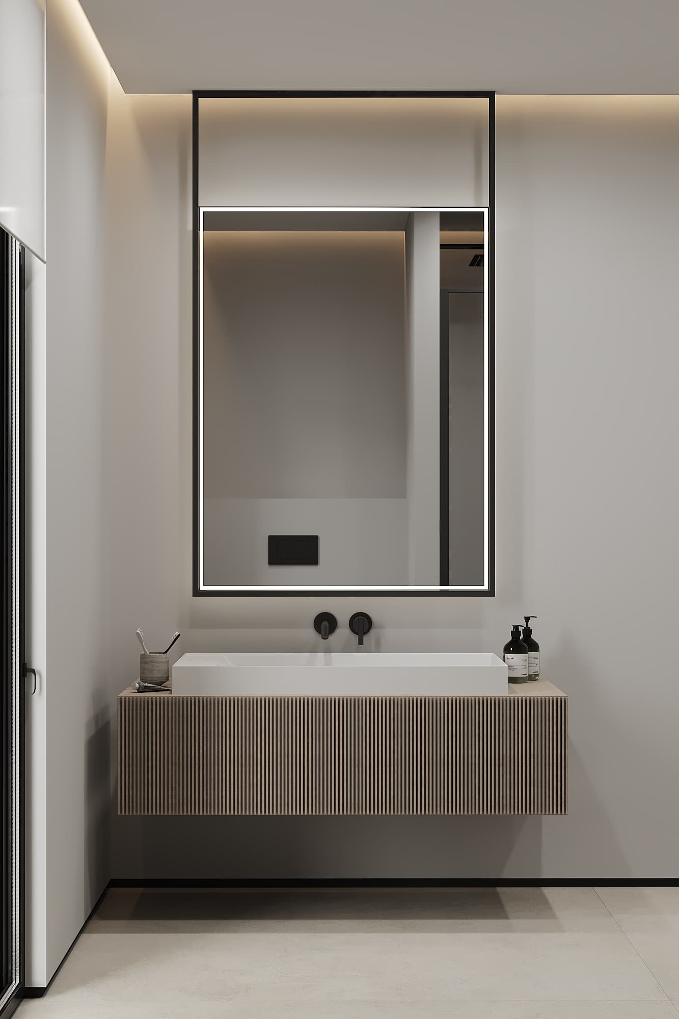 Lit-up mirror perfect for getting ready