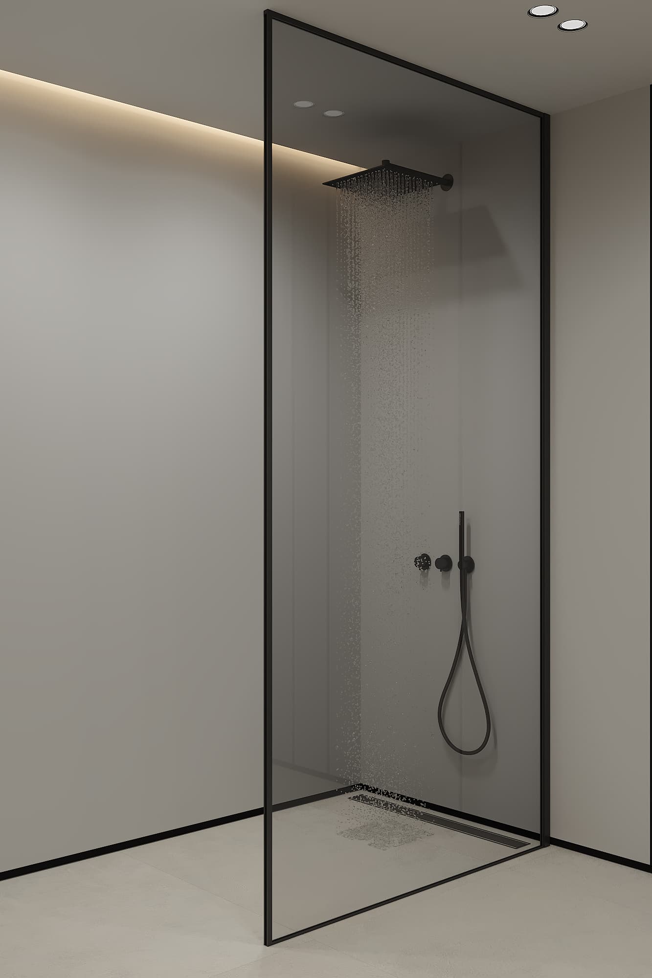 Large walk-in rain shower