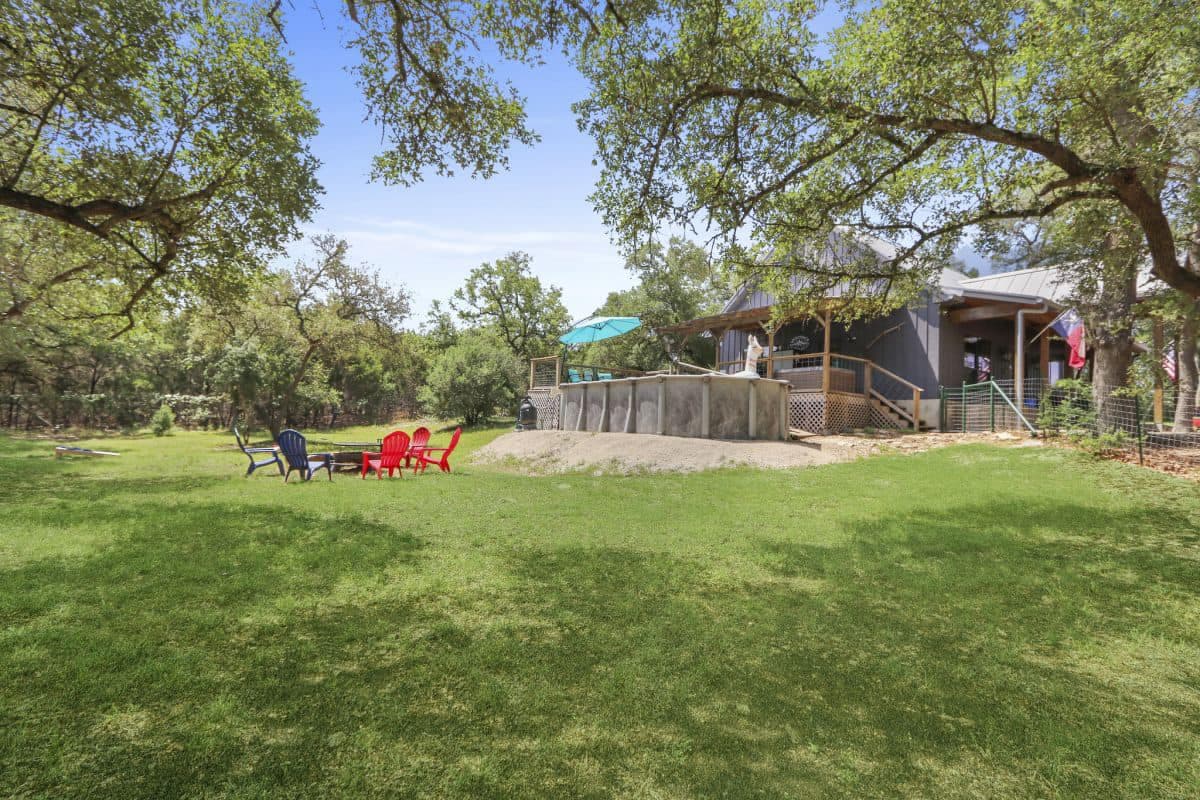 Fenced in backyard for dogs