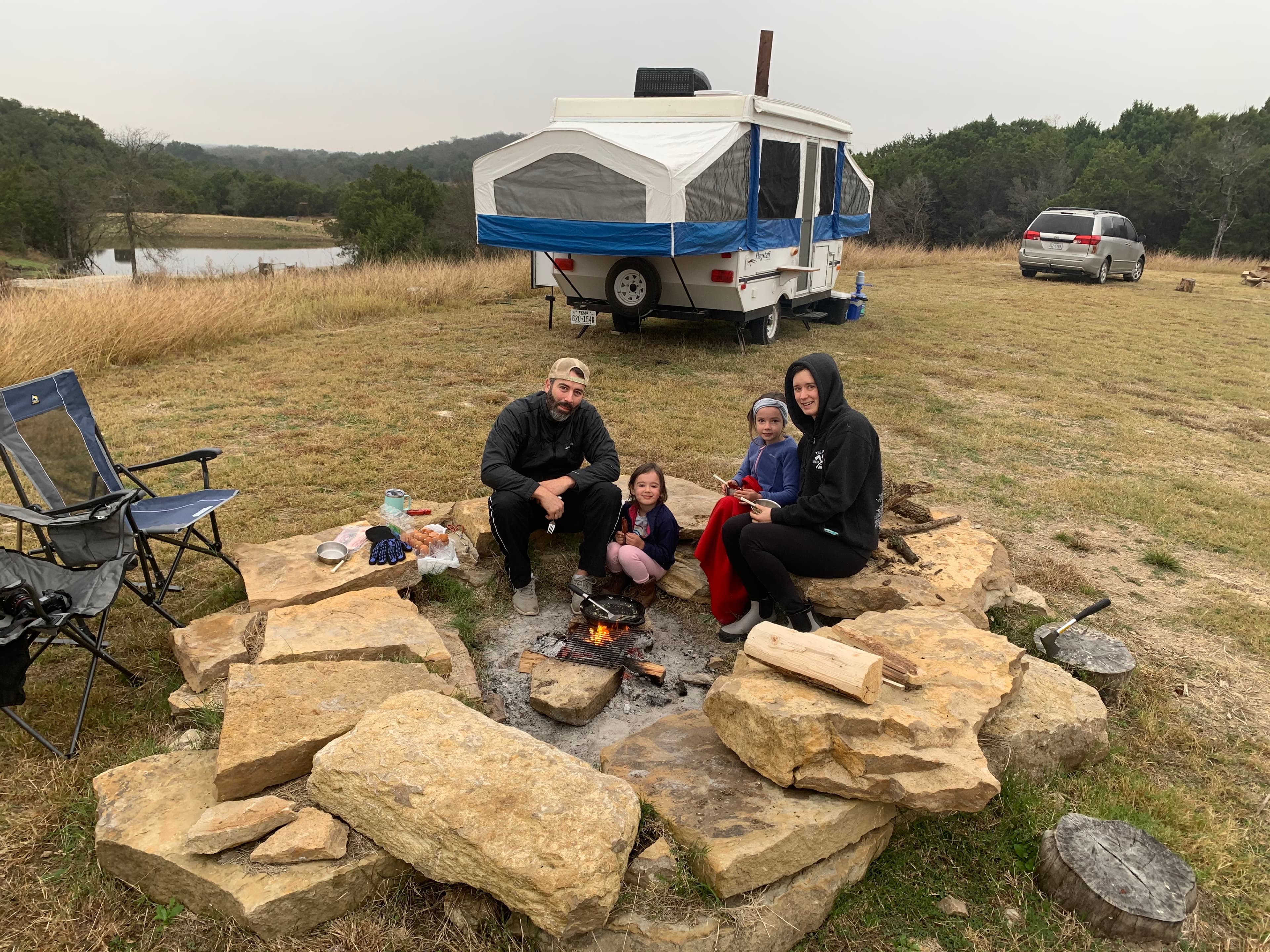 Lake Godstone Group Camping top of dam