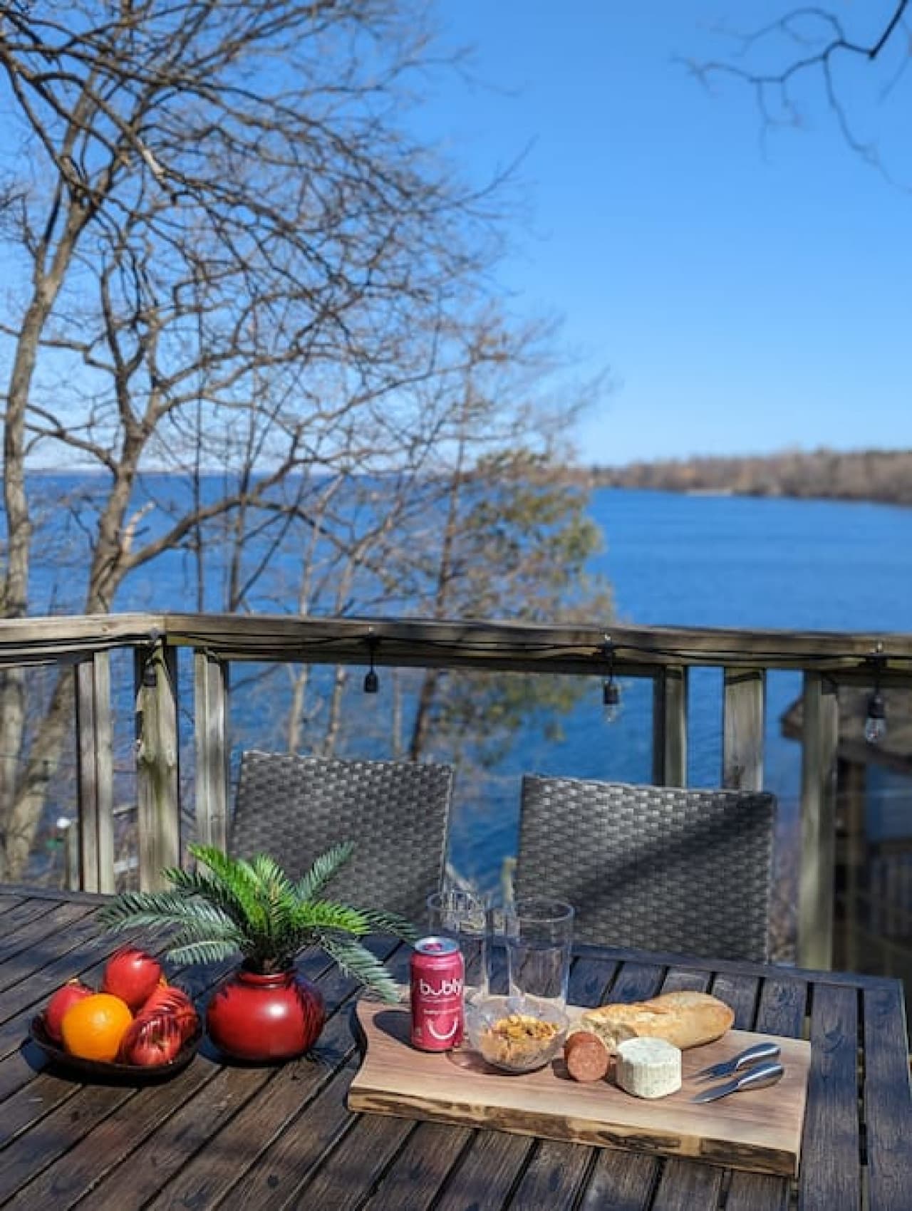 Enjoy a drink and meal on the wrap around deck
