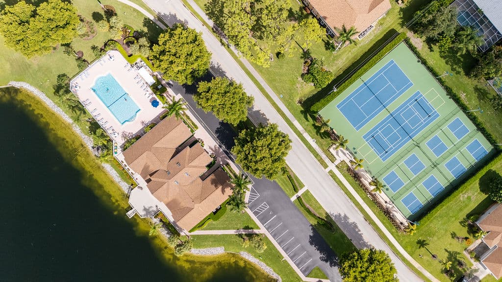 Birds eye view of the community area.