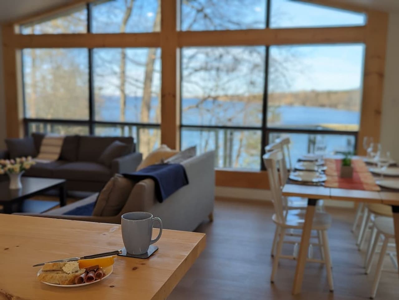 Sip your morning coffee and have breakfast while taking in the stunning lakefront view