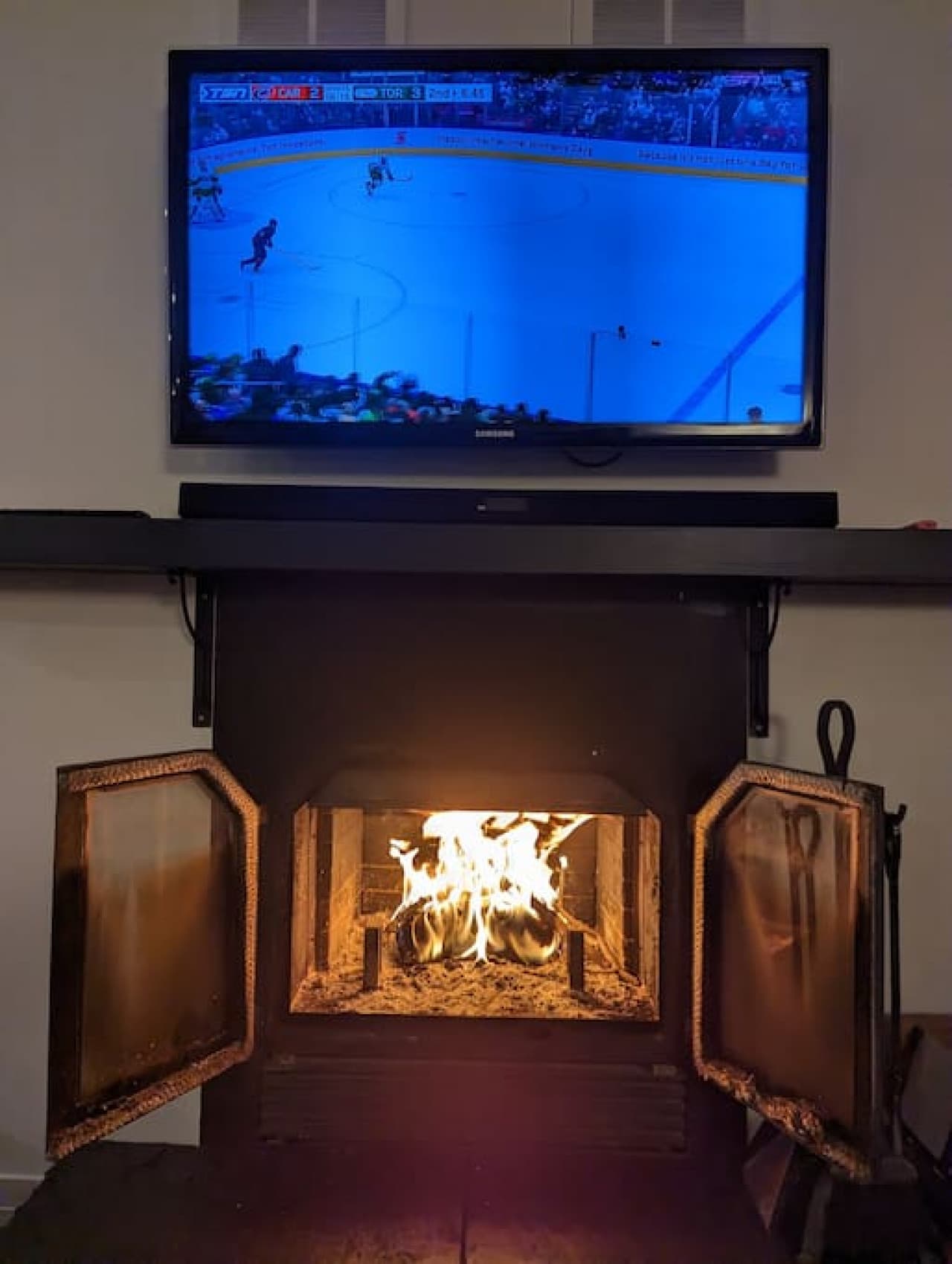 Wood burning fireplace