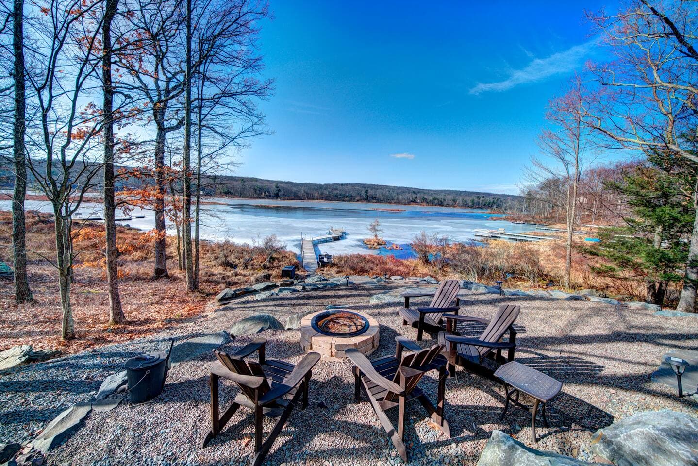 Private Firepit overlooking the lake