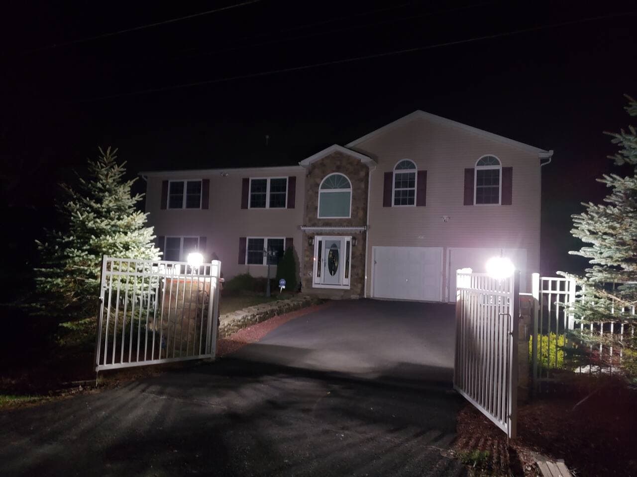 Front of the house at night