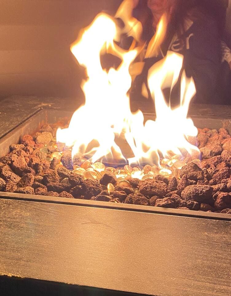 Propane Fire pit on the front deck