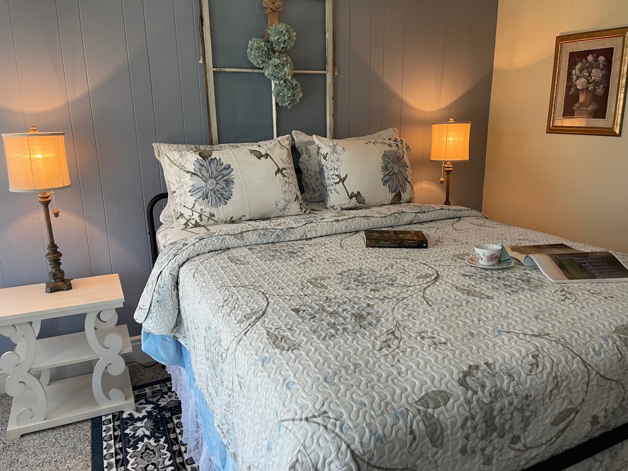 Main Street - Bedroom w Low Dresser w Mirror - Close Up on Bed