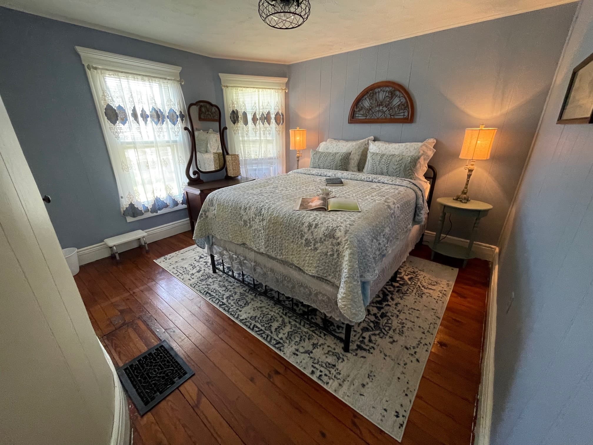 Main Street - Bedroom w Mirror on Desk - Towards Windows