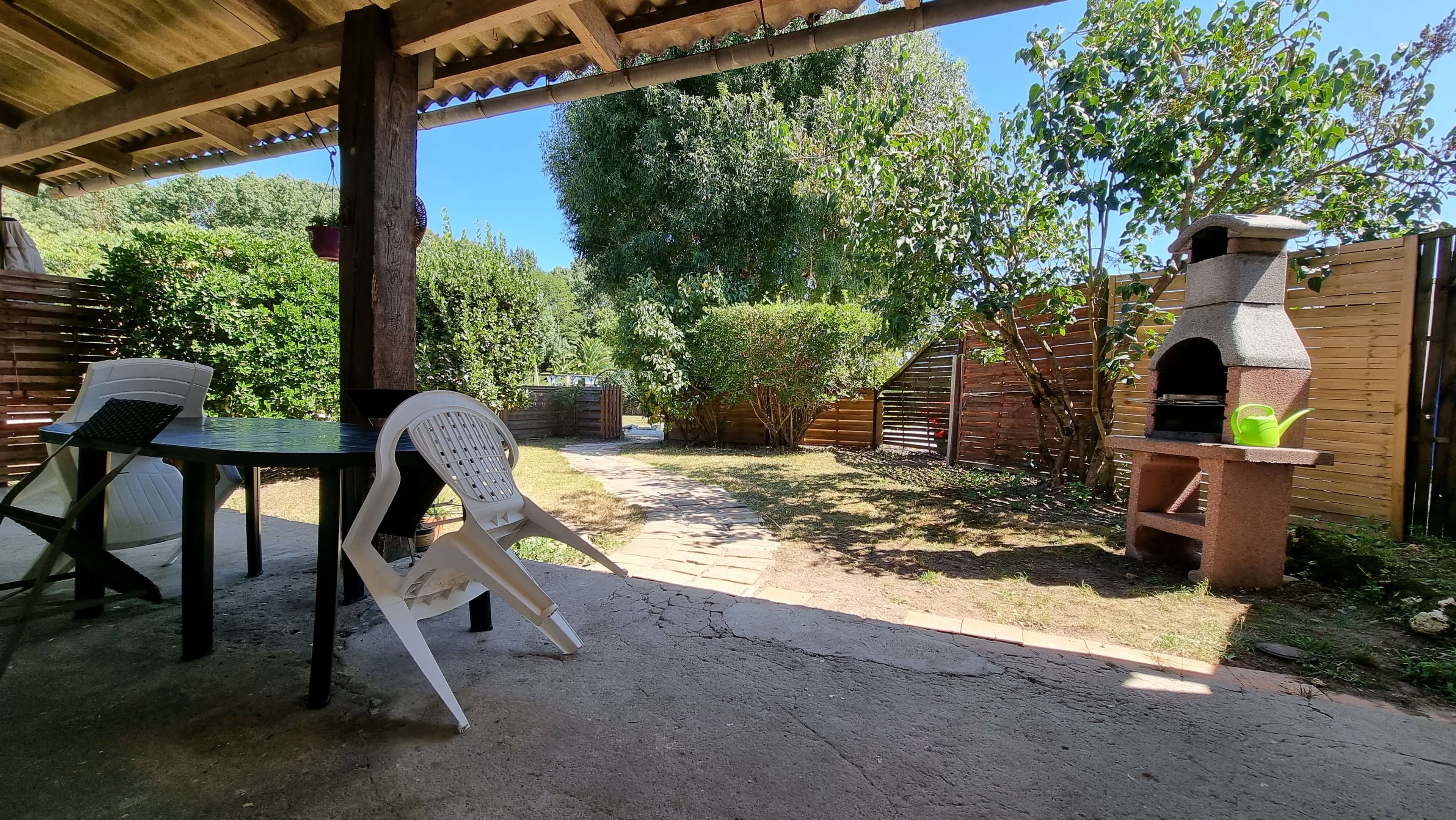 Shaded outdoor dining area